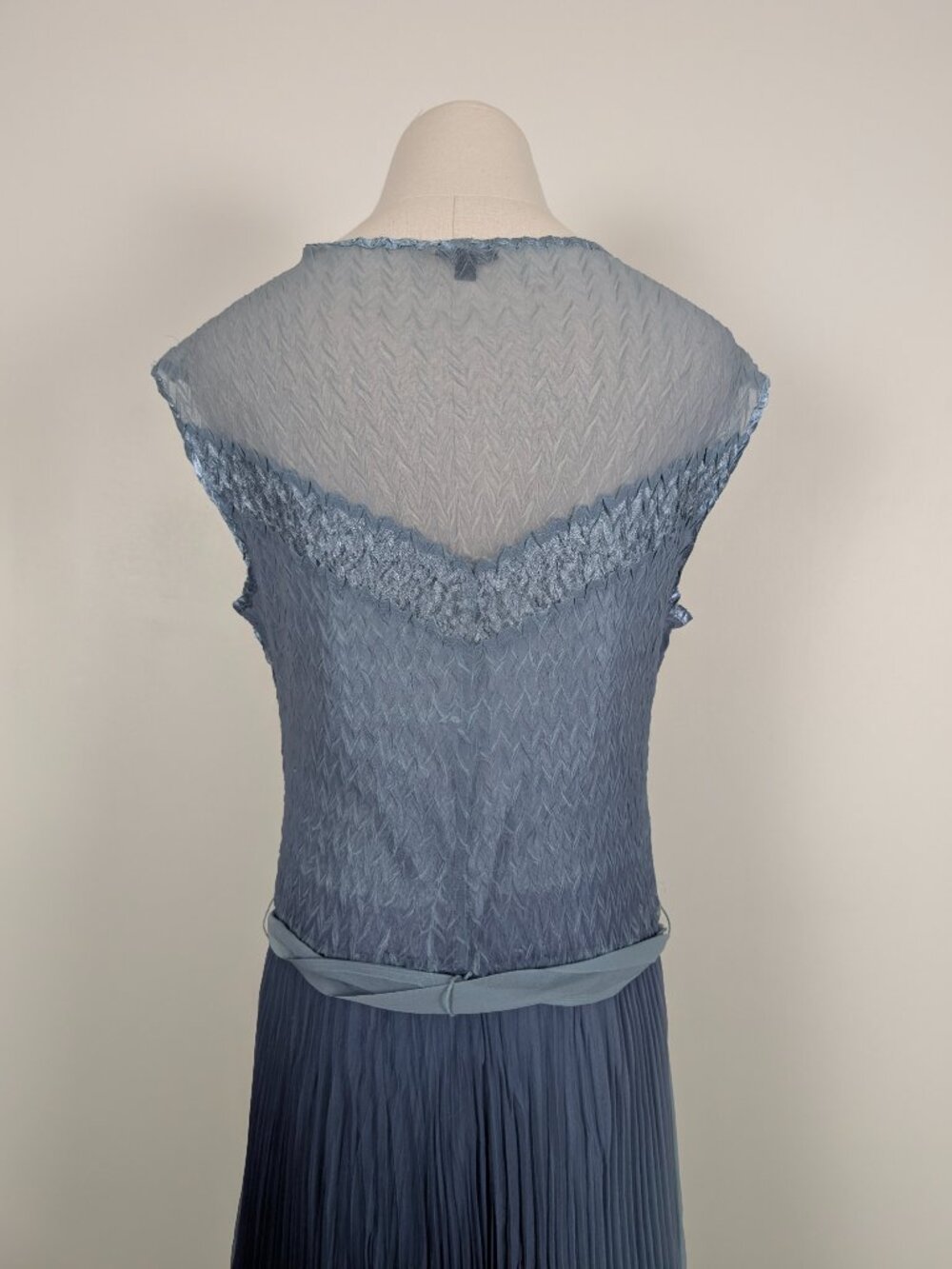 Komarov Asymmetrical Silk Midi Dress Size Large Pastel Blue Formal Sheer - Picture 15 of 16